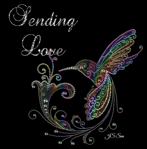 a picture of a hummingbird with the words sending love