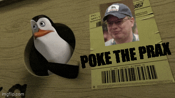 a picture of a man with the words poke the prax on it