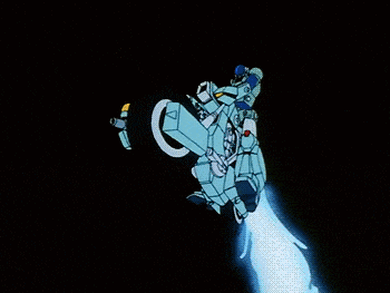 a robot with the letter u on its chest is flying through the air