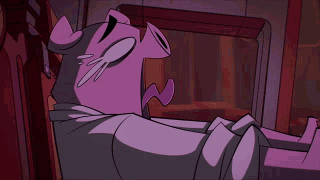 a cartoon drawing of a pig with its mouth open and its tongue out