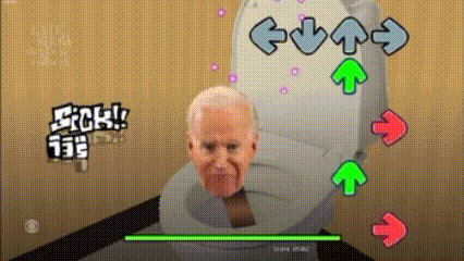 a man 's head is sticking out of a toilet seat in a video game .