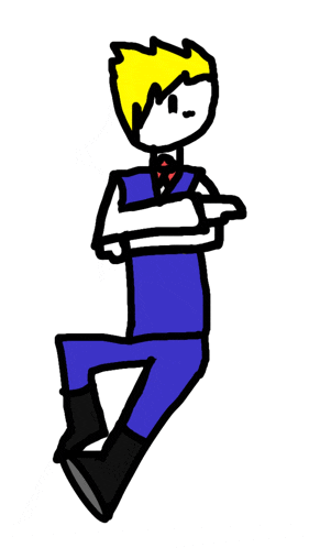 a drawing of a man in a blue suit and tie