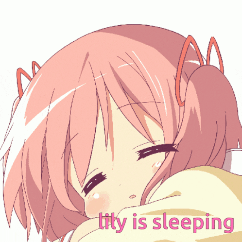 a drawing of a girl with the words " lity is sleeping " above her
