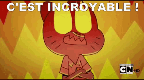 a cartoon character with the words c'est incroyable