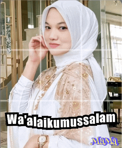 a picture of a woman wearing a hijab with the words wa ' alaikamussalam maya