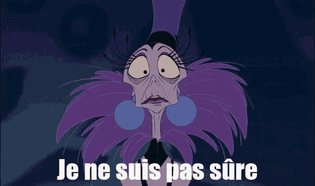 a cartoon character with the words je ne suis pas sure