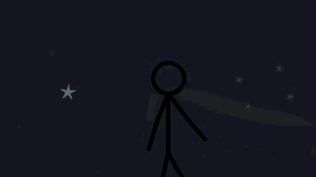 a stick figure is standing in front of a large blue light