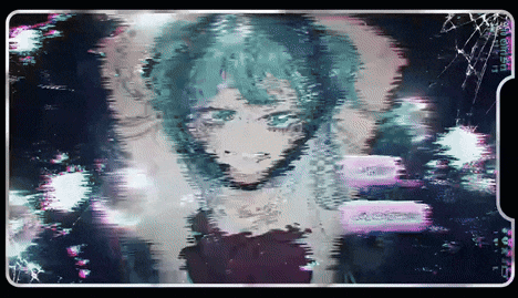 a picture of a girl with a broken screen