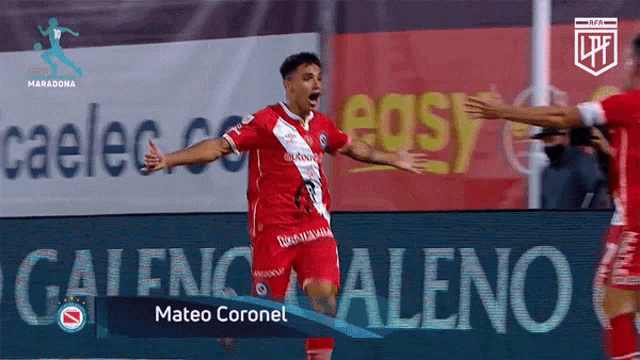a soccer player named mateo coronel is celebrating