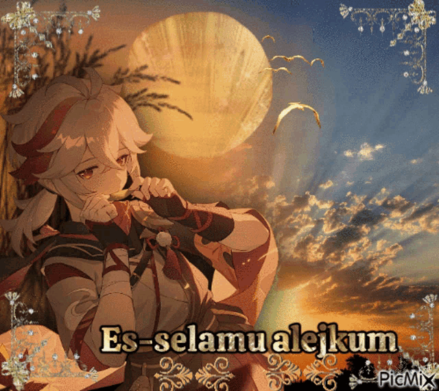a picture of a girl with the words es-selamateikum written below her