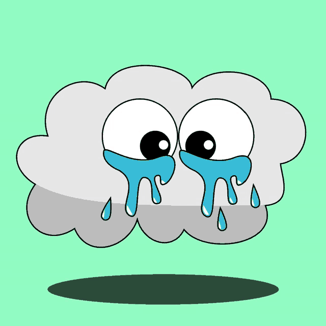 a cartoon drawing of a cloud with tears coming out of its eyes