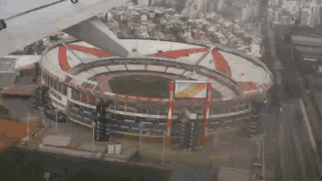 an aerial view of a stadium with a sign that says ' coca cola '