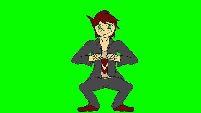a cartoon drawing of a man in a suit and tie on a green background