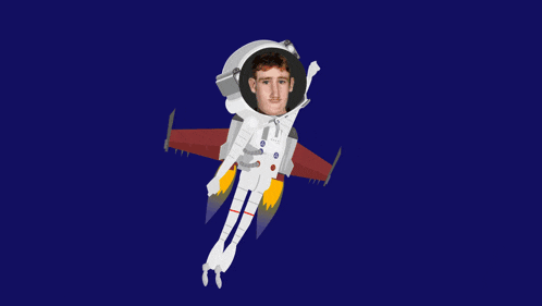 a drawing of a man in a space suit with the name greg