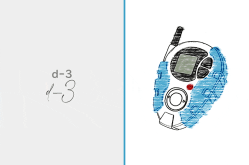 a drawing of a cell phone next to a drawing of a number 3