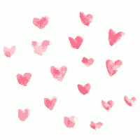 a white background with pink hearts painted on it