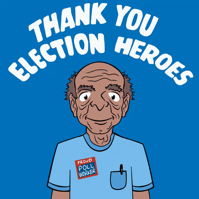 a cartoon of a man wearing a plaid shirt that says election clerk on it