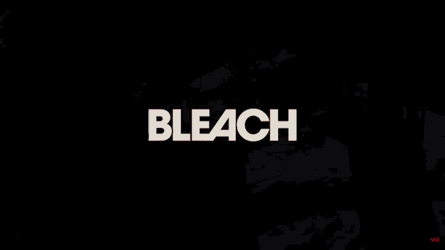 the word bleach is written in black letters on a white background