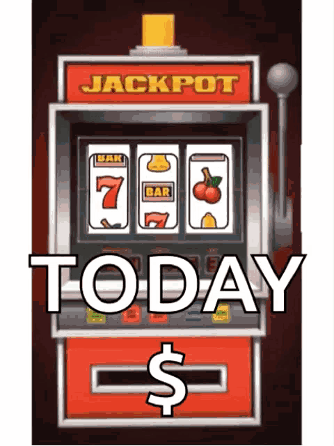 a slot machine with the words " jackpot today " on it
