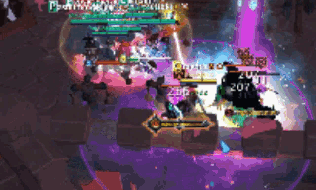 a screenshot of a video game shows a purple circle with the number 207 on it