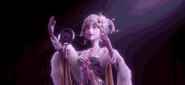 a doll is standing in front of a microphone on a stage .