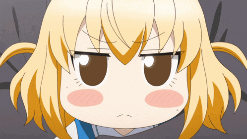 a close up of a cartoon character 's face with a serious look on her face