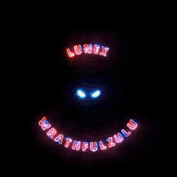 a logo with a robot in a circle with the words lumex wrathfulzulu