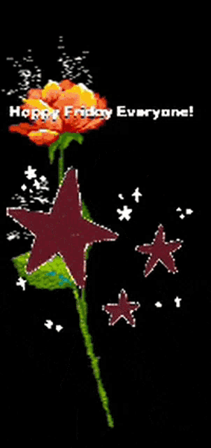 a bouquet of flowers with a happy friday everyone message