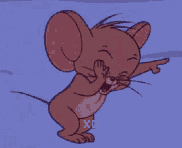 jerry from tom and jerry is laughing with his mouth open