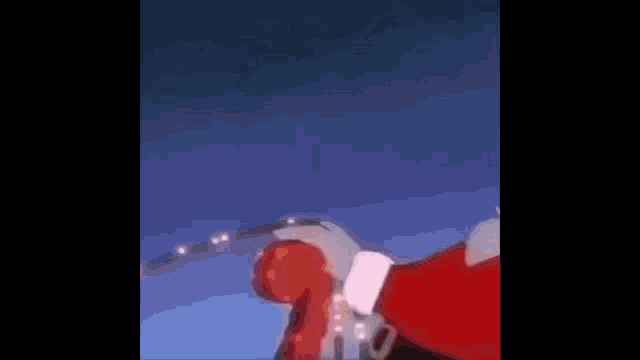 a cartoon of santa claus holding a christmas tree with a sleigh .