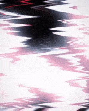 a pink and black background with waves and a reflection of a person in the water