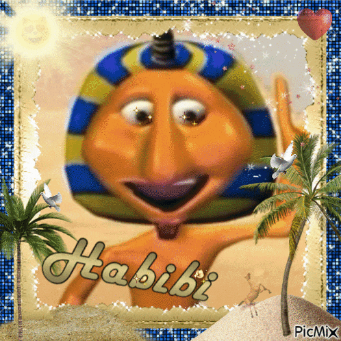 a picture of a cartoon character with the name habibi written on it
