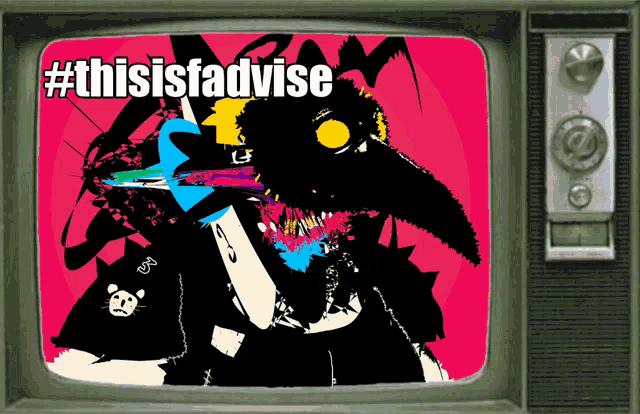 a tv screen with a picture of a monster and the words #thisisfadvise on it
