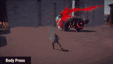 a screenshot of a video game shows a monster being killed by a person
