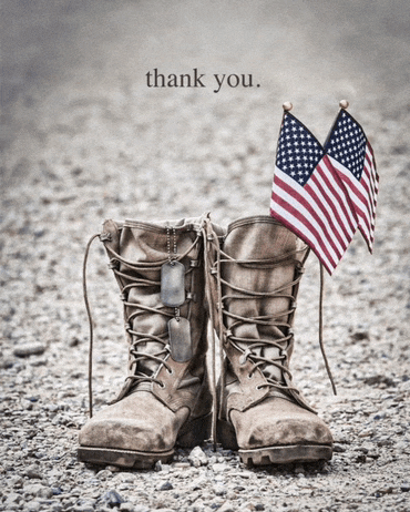 a picture of a pair of military boots with the words thank you written above them