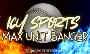 an ad for icy sports max unit banger with a baseball in the center