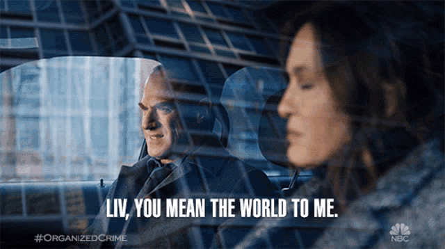 a man and a woman in a car with the words liv you mean the world to me on the screen