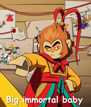 a cartoon of a monkey with the words " big immortal baby " below it
