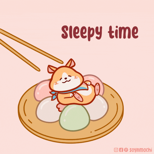 a drawing of a hamster laying on a plate with the words sleepy time below it