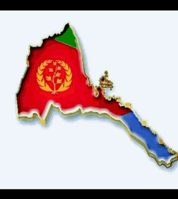 a 3d map of eritrea with the flag on it