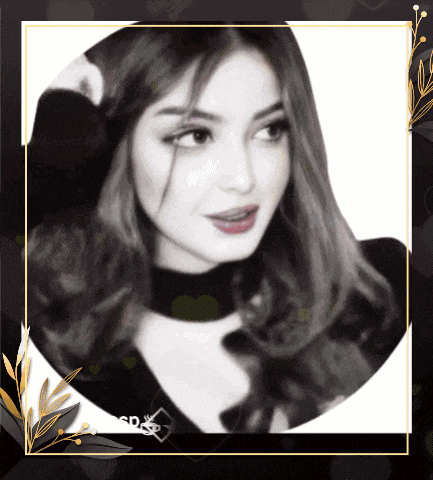 a black and white photo of a woman with the letters sd on it
