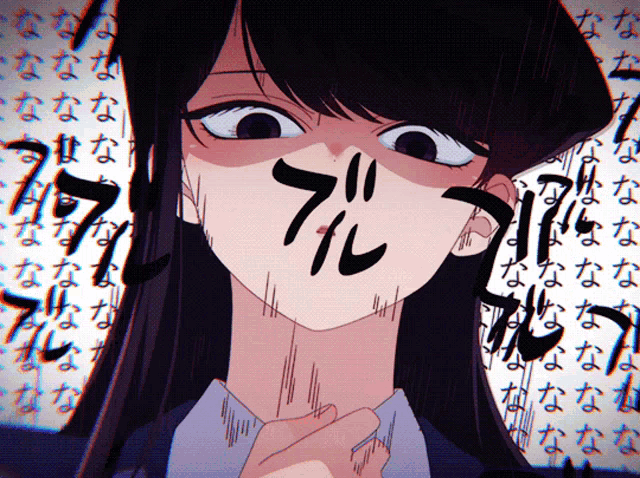 a close up of a girl 's face with the number 7 written on it