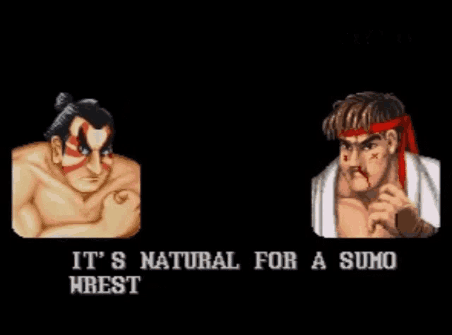 a sumo wrestler is talking to another wrestler in a game