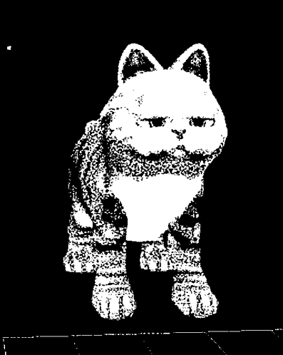 a black and white drawing of a cat standing