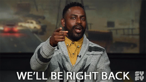 Well Be Right Back Baron Vaughn GIF - Well Be Right Back Baron Vaughn The Great Debate GIFs