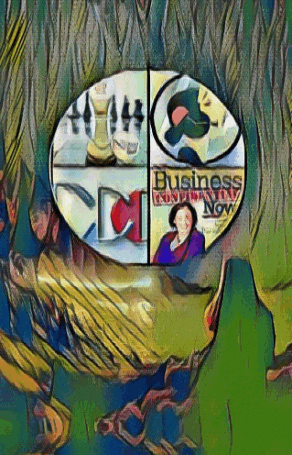 a colorful painting of a business confidential now magazine