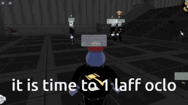a screenshot of a video game that says it is time to laff octo