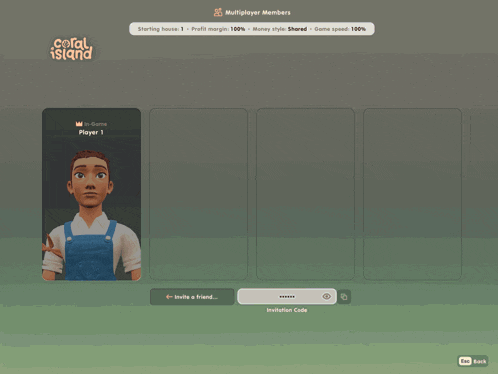 coral island is a game that allows you to play with a friend