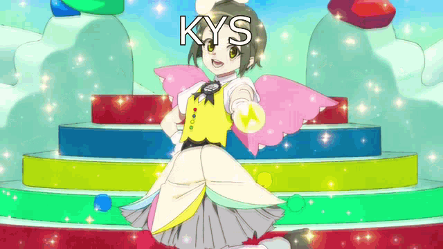 a cartoon girl with the word kys written on the bottom