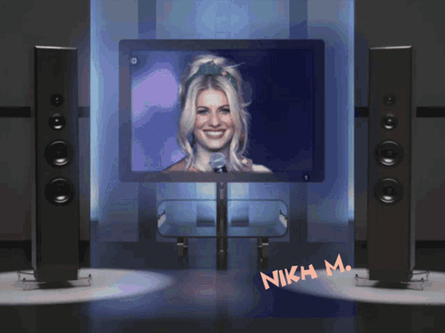 a picture of a television with the name nikm on the bottom right